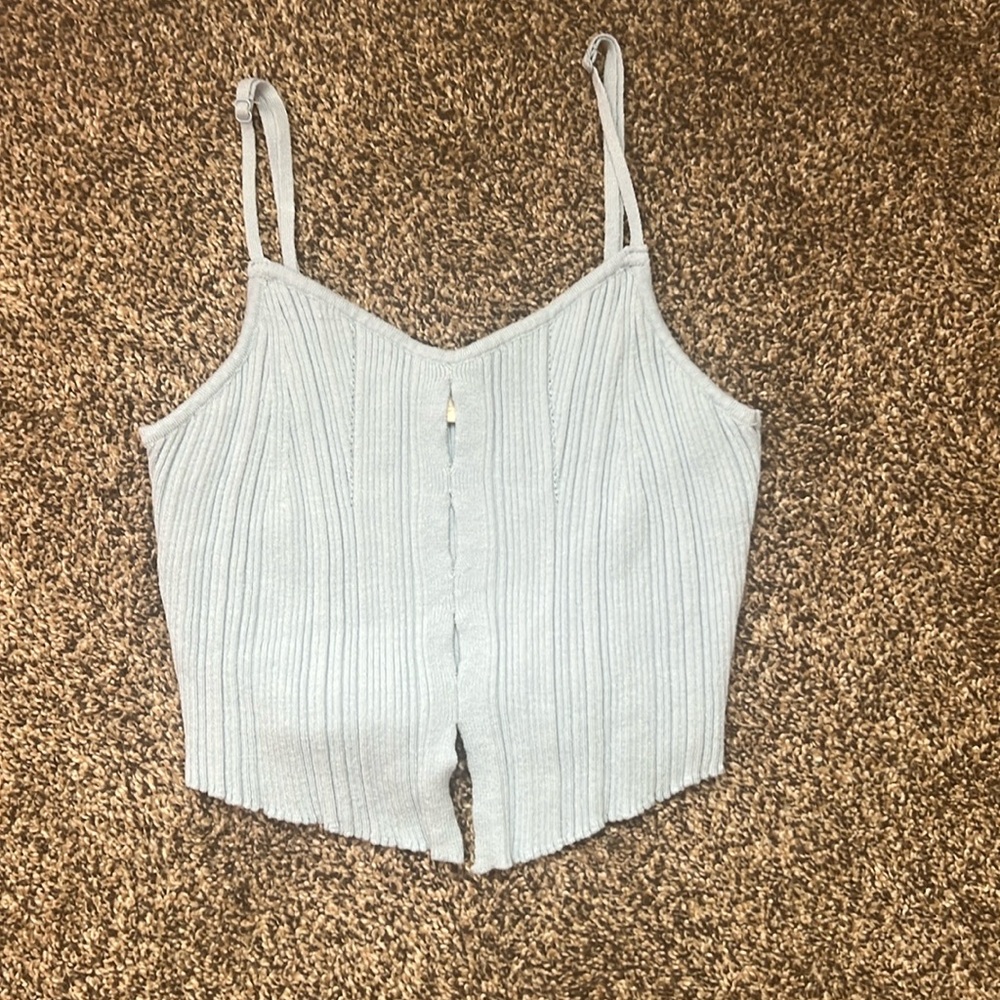 Light blue knit tank top